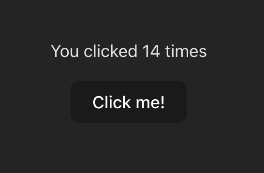 A working click counter rendered in the browser