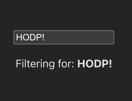 A search input field showing live filtering as the user types